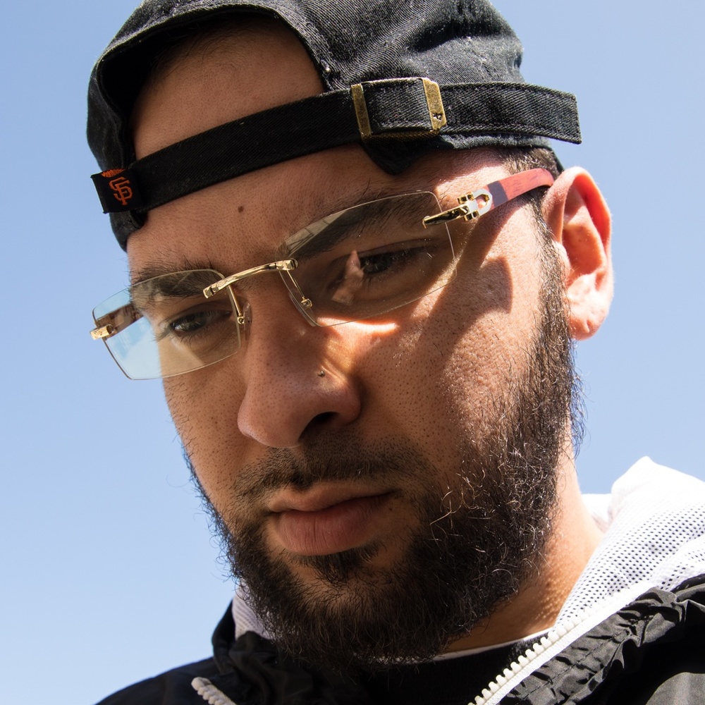 Wood Frame Mens Rimless Clear Tint Glasses - Picture 4 of 4